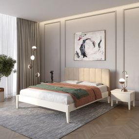 Полуторне дерев&#039;яне ліжко Mebigrand Лондон ДК Айворі (S0505Y30R)/Аляска 23 (Бежевий) Б1 120х200 см