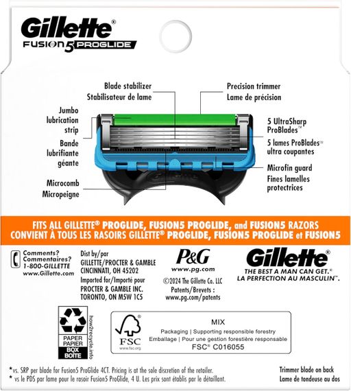 Сменные кассеты для бритья Gillette Fusion5 ProGlide Power (8 шт.) США | Зображення 2