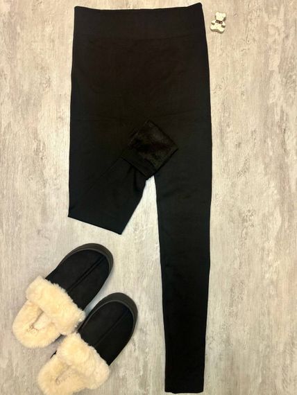 Женские теплые лосины для беременных на меху с высокой посадкой StK195, цвет черный, размер подходит на 42-54 | Зображення 2