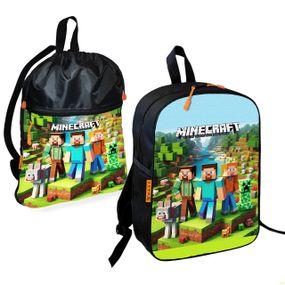 Школьный рюкзак детский Minecraft + Сумка для обуви спортивной формы рюкзак-мешок  для мальчика (01736)