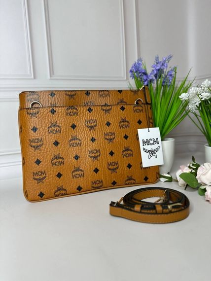 Женская сумка MCM Crossbody Pouch in Visetos Original Коричневая  wb061