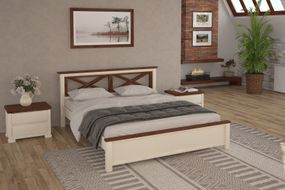 Двоспальне ліжко Mebigrand Прованс Н Айворі/Горіх лісовий 180х190 см (MBG-1575)