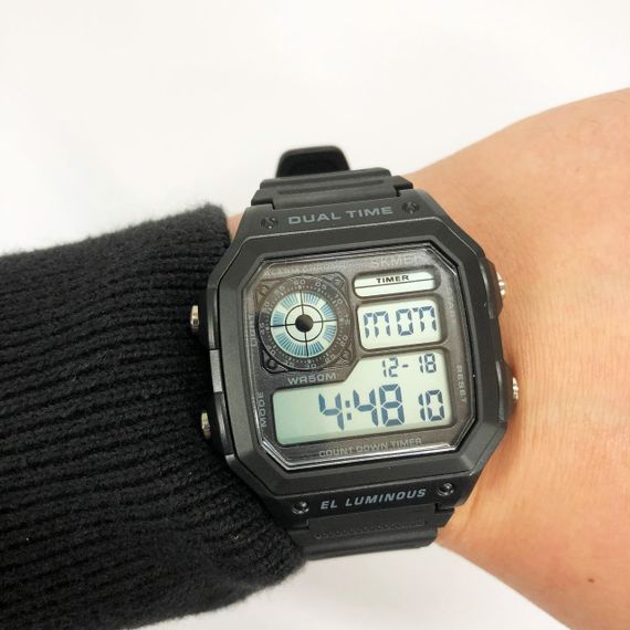 Годинник наручний чоловічий SKMEI 1299BK, годинник наручний електронний тактичний, годинник для військовослужбовців | Зображення 1