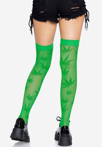 Панчохи з малюнком Leg Avenue 420 Net thigh highs Green | Зображення 1