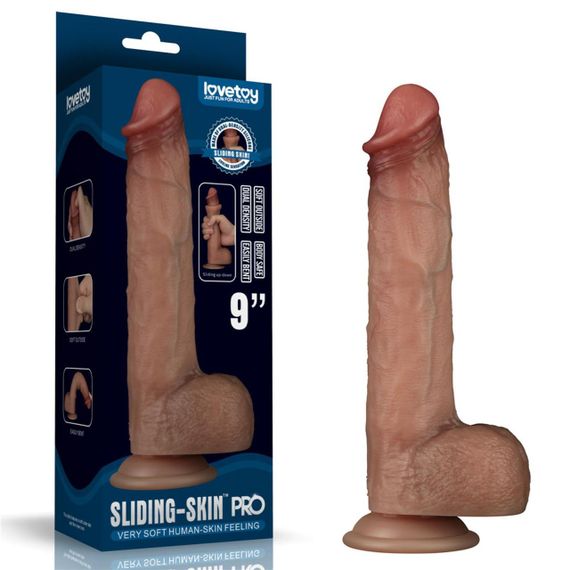 Фалоімітатор - Sliding Skin Pro Dual Layer Silicone Dong 9" Flesh Sex Aura