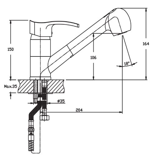 Змішувач для кухні Haiba FOCUS 014 з висувною лійкою (HB0129) | Зображення 1