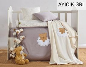 Детское постельное белье с плюшевым пледом Elita Baby в кроватку Ayicik Gri
