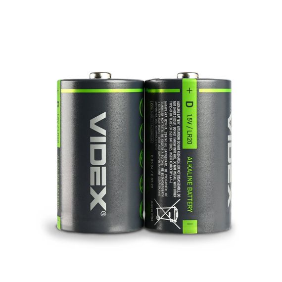 Батарейка лужна Videx LR20/D 2шт BLISTER CARD | Зображення 1