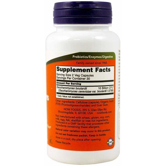 Сахаромицеты Буларди NOW Foods Saccharomyces Boulardi 60 Veg Caps | Зображення 1