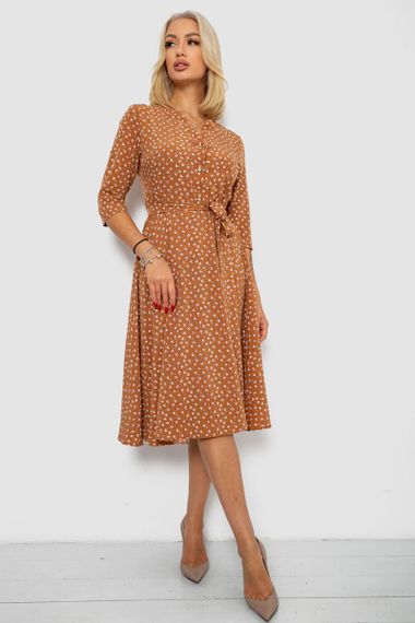 Платье софт с принтом, цвет коричневый, 230R1011-5