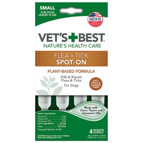 Капли от блох и клещей Vet's Best Flea Tick Spot-on Tubs для собак весом до 7 кг