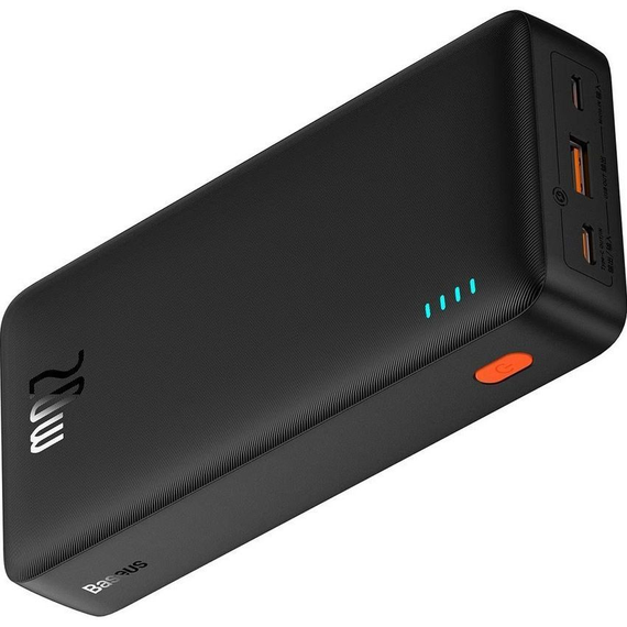 Павербанк Baseus Airpow 20000mAh 20W QC3.0 PD3.0 — зовнішній акумулятор з двома портами USB + Type-C, швидка зарядка, чорний | Зображення 1