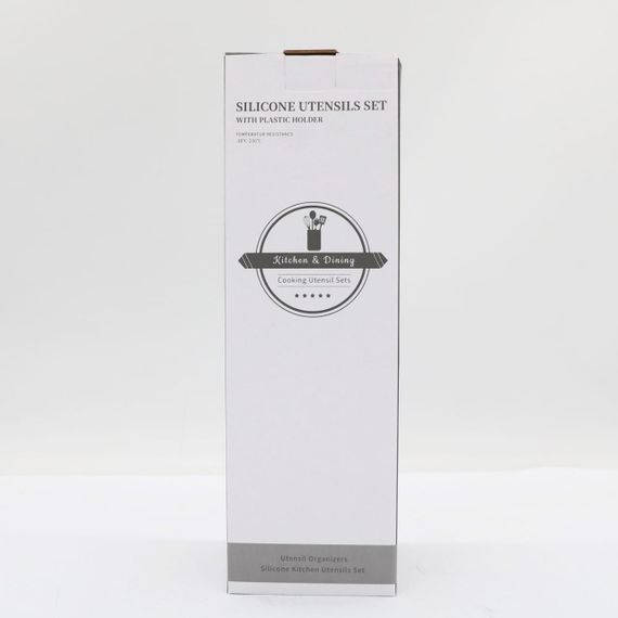 Набор кухонных принадлежностей из 12 предметов Kitchen Set, Черный / Силиконовый кухонный набор с подставкой | Зображення 9