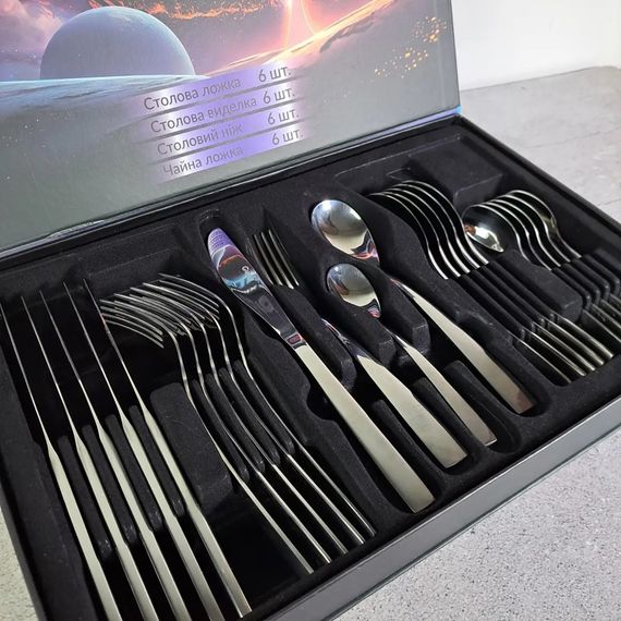 Набір столових приладів Gusto Neptunium GT-SFKS01-24 24 предмети сріблясті | Зображення 2