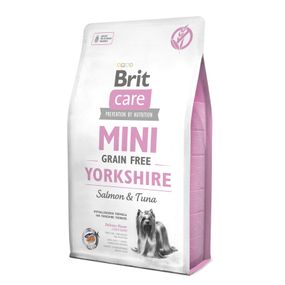 Корм Brit Care Mini Grain Free Yorkshire сухой беззерновой на основе мяса лосося и тунца для собак породы йоркширский терьер 2 кг