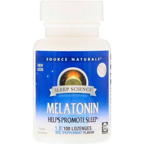 Мелатонін для сну Source Naturals Melatonin 1 mg 100 Lozenges Peppermint Flavor SNS-00709