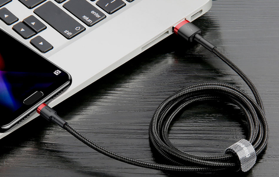 Двосторонній реверсивний microUSB кабель Baseus Cafule Cable 2m - Black/Red | Зображення 1