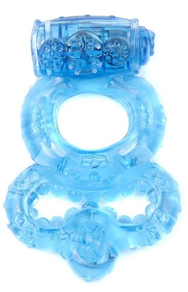 Эрекционное вибро кольцо BOSS Vibrating Duo Cock Ring Blue, BS6700045 sexstyle