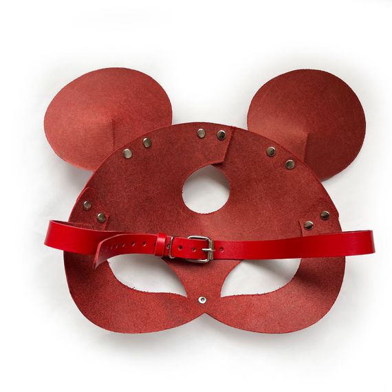 Шкіряна маска зайчика Art of Sex - Mouse Mask, колір Червоний | Зображення 3