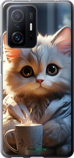 Чохол на Xiaomi 11T Pro Білий кіт "5646u-2552-2448"