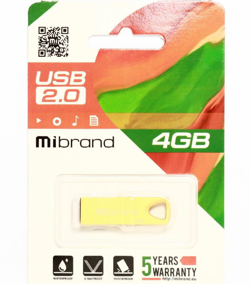 Флешка 4Гб USB 2.0 золотий Taipan Mibrand | Зображення 1
