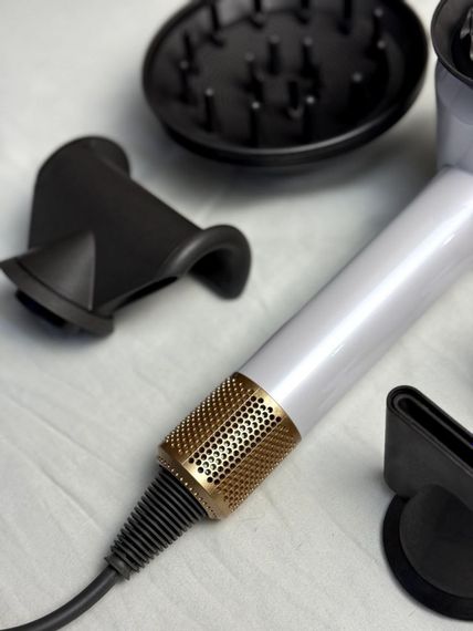 Фен Super Hair Dryer білий з золотом з іонізацією та турборежимом 5 насадок | Зображення 5