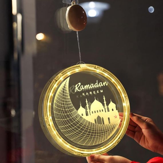 Декоративный LED светильник Ramadan, подвесная лампа Рамадан с батарейным питанием 2 шт, украшение на окно | Зображення 3