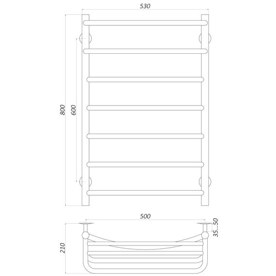 Рушникосушарка UNIO Op W 800-500-7 Олівія з полицею (20860) | Зображення 4