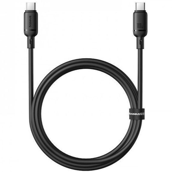 Дата кабель Baseus Silky Series OS Fast Charging Type-C to Type-C 100W (2m) (P10377704) Cluster Black | Зображення 1