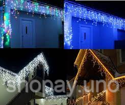 Синій Новорічна святкова гірлянда бахрома 120 Led прозорий провід 3х0.5 м | Зображення 2