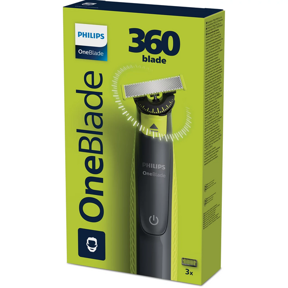 Триммер Philips OneBlade 360 ​​QP2724/23 для бороды и усов подвижное лезвие 360 Blade 3 насадки Черный | Зображення 6
