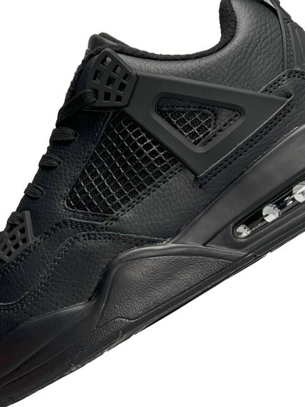 Кросівки зимові чоловічі Air Jordan 4 Retro Fleece Termo All Black Leather , В'єтнам 44 28.5 см | Зображення 3