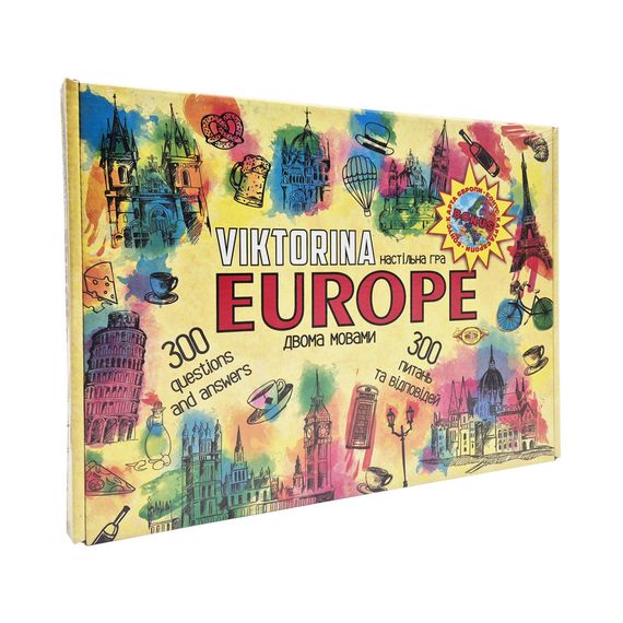 Детская настольная игра "Викторина ЕВРОПА" MKP0904 украинский и английский язык | Зображення 1