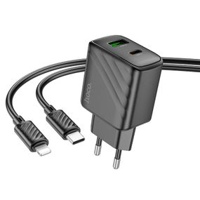 СЗУ Hoco CS23A Sunlight PD30W+QC3.0 (1USB-A/1C) + кабель Type-C to Lightning Black