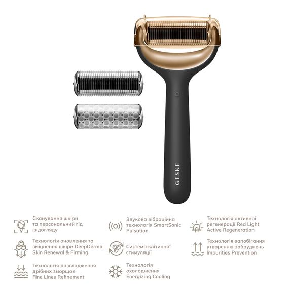 Электронный роллер для лица и тела с микроиглами GESKE MicroNeedle Face&Body Roller 8в1 gray, Серый | Зображення 1