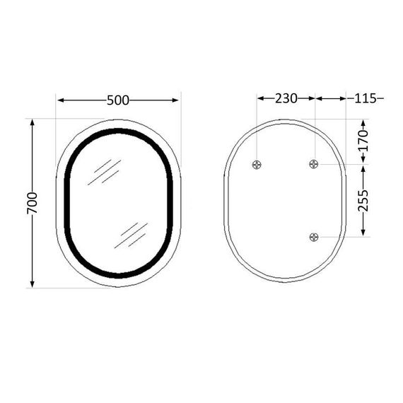 Дзеркало Qtap Gemini 500х700 з LED-підсвіткою Touch, з антизапотіванням, з димером, рев. темп. кольору (3000-6500K) Reverse | Зображення 1