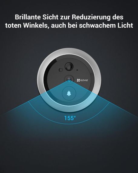 Відеодзвінок EZVIZ DP2C WiFi, Дверний дзвінок з камерою акумуляторний, монітор 4,3", PIR-сенсор, 155° огляд, дверне вічко | Зображення 1