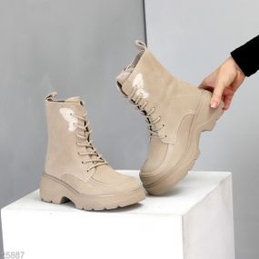 Бежеві зимові високі черевики натуральна замша доступна ціна 38