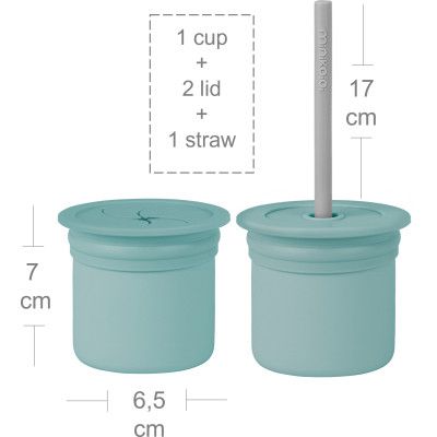 Поильник-непроливайка MinikOiOi Sip+Snack (Aqua Green/Powder Grey) (101100107) | Зображення 1
