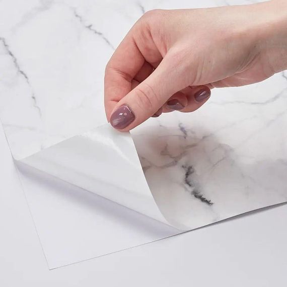 Самоклеящаяся пленка для кухни 3м х 60 см, под мрамор, Белый / Водонепроницаемая декоративная пленка для | Зображення 5
