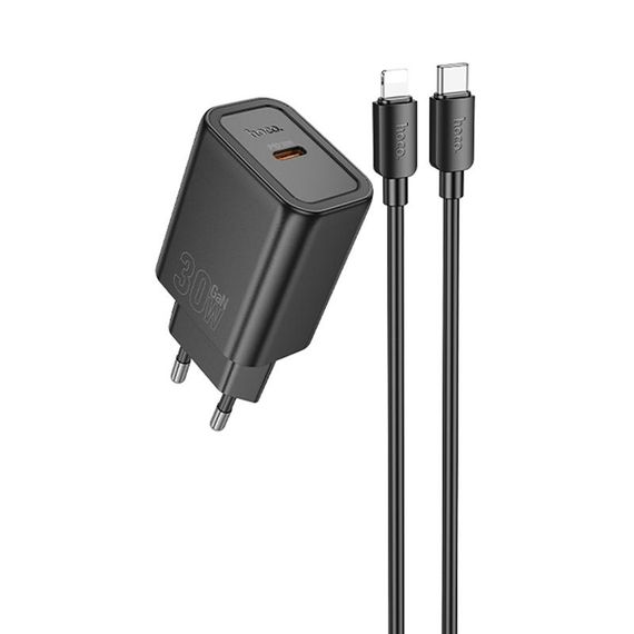 СЗУ Hoco N62 Gentle PD30W (1USB-C) + кабель Type-C to Lightning Black