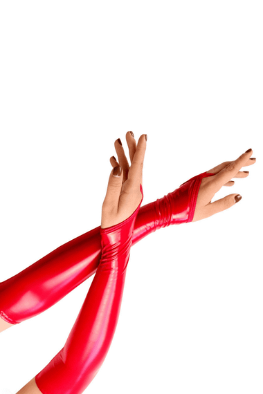 Виниловые миттинки Art of Sex Lora длинные, Красный, M