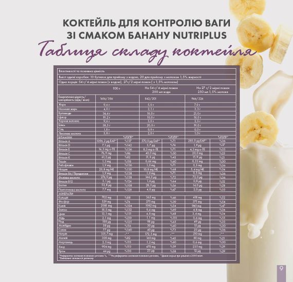 Коктейль для контролю ваги Farmasi зі смаком банану Nutriplus 520 г | Зображення 6
