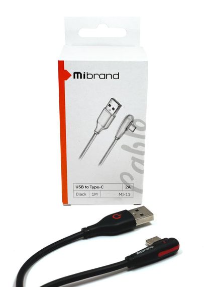 Кабель Mibrand MI-11 Two Colour Elbow Charging Line USB for Type-C 2A 1m Black | Зображення 3