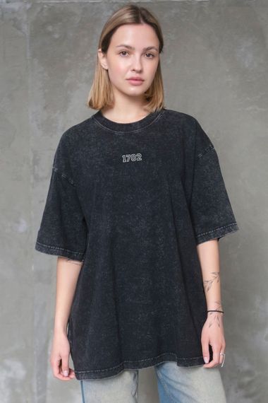 Виварена Оверсайз Футболка Without Washed З Принтом 1702 Black | Зображення 3