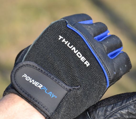 Рукавички для фітнесу PowerPlay 9058 Thunder чорно-сині M | Зображення 7