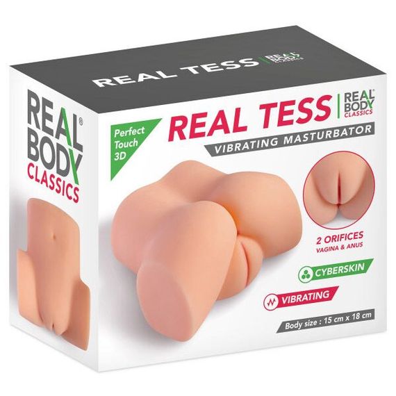 Мастурбатор-півторс з вібрацією Real Body Real Tess, вагіна та анус, 18х15см | Зображення 4