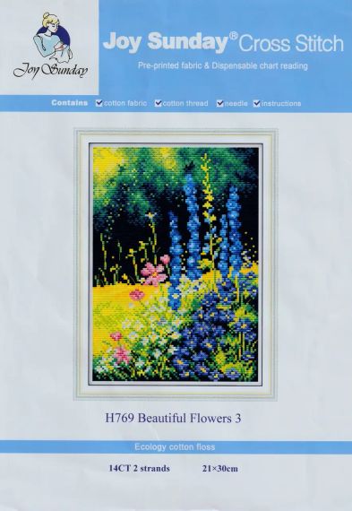 Набор для вышивания по нанесённой на канву схеме "Beautiful Flowers 3". AIDA 14CT printed 21*30 см | Зображення 1