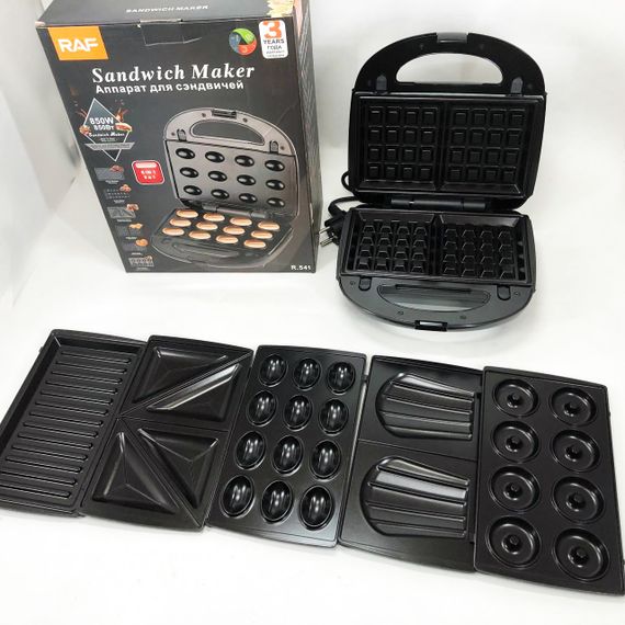 Мультимейкер 6в1 RAF R.541 Гриль притискний сендвічниця вафельниця ліщина бутербродниця | Зображення 8