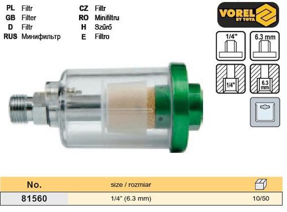 Фильтр-сепаратор воды Польша пневматический 1/4" VOREL-81560
